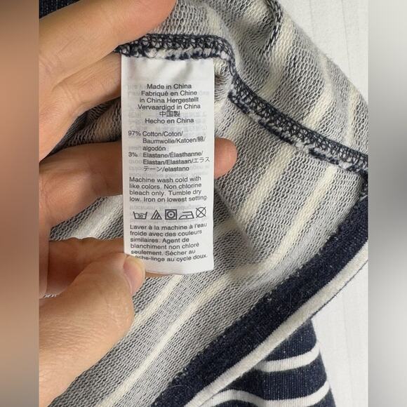 Mile(s) By Madewell Navy Blue & White Striped Pullover Sweatshirt Size Medium - Picture 5 of 8